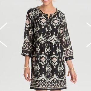 World Market Ikat Print Boho Tunic Black Shirt Dress Women’s Small 4